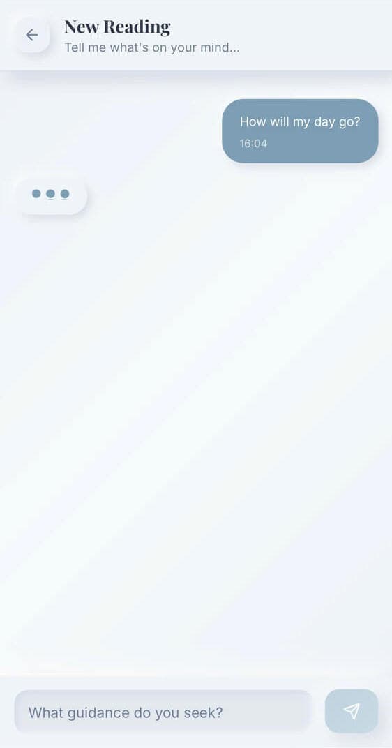 Reading screenshot showing card interpretation