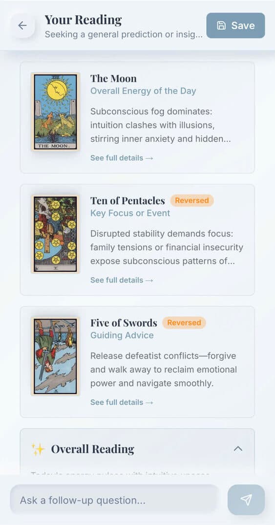 Reading screenshot showing reading summary
